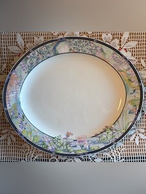 🦚Royal Porcelain Arcadia 203 Large Oval Platter • Peacock & Waterlilies 80s/90s